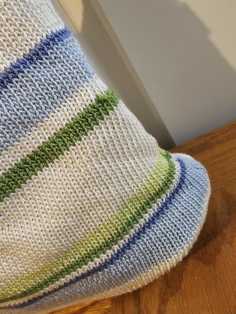 The Sak Striped Knit Tote Bag in White, Green and Blue - Casual Shoulder Bag